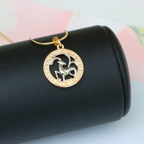 "Rose Gold Capricorn Zodiac Pendant with Elegant Goat Symbol Design, XPPT1452 - Picture 6 of 12